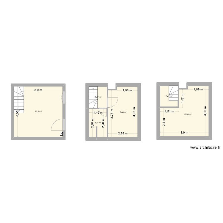 Isabel. Plan de 6 pièces et 46 m2
