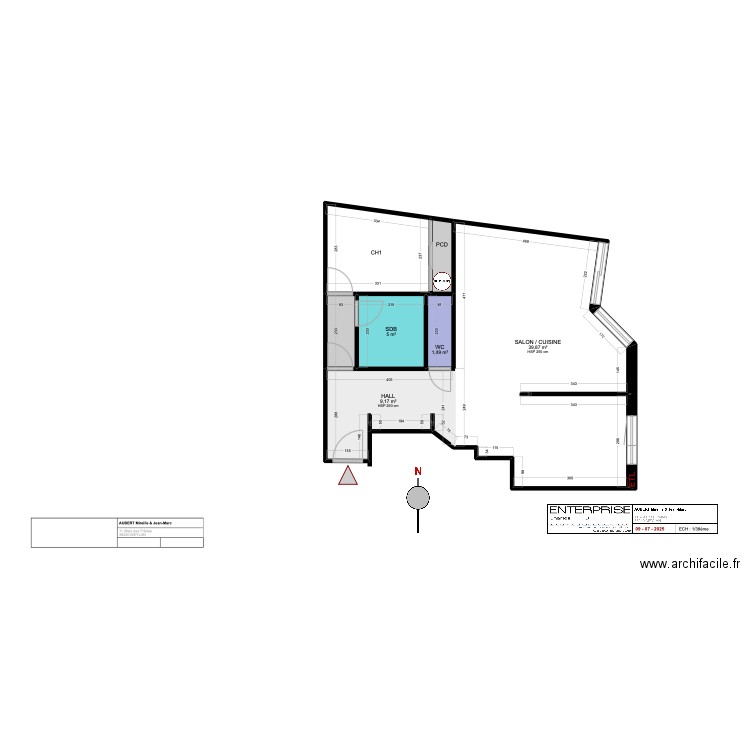 FRN. Plan de 7 pièces et 68 m2