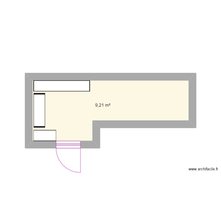 Terrade 2. Plan de 1 pièce et 9 m2