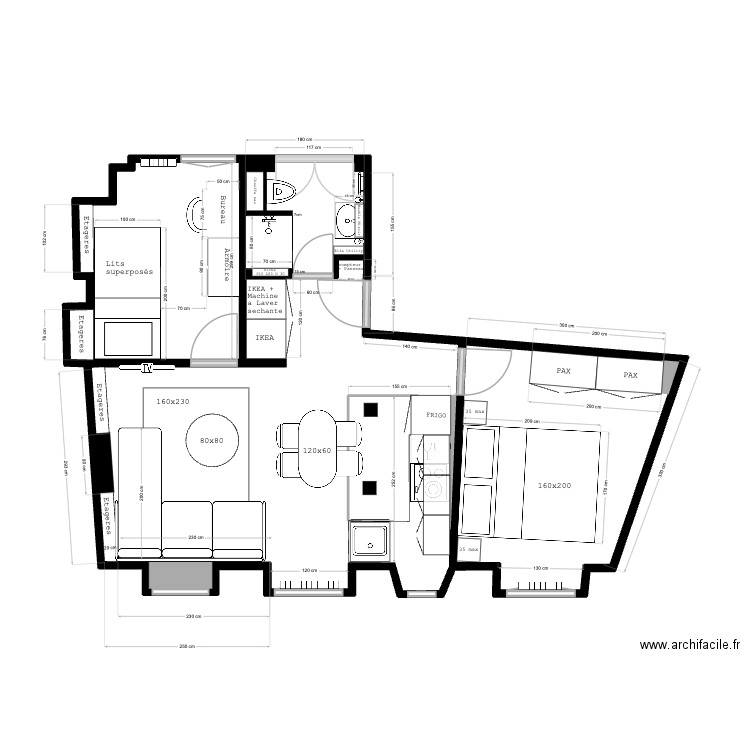 Picardie5. Plan de 5 pièces et 42 m2