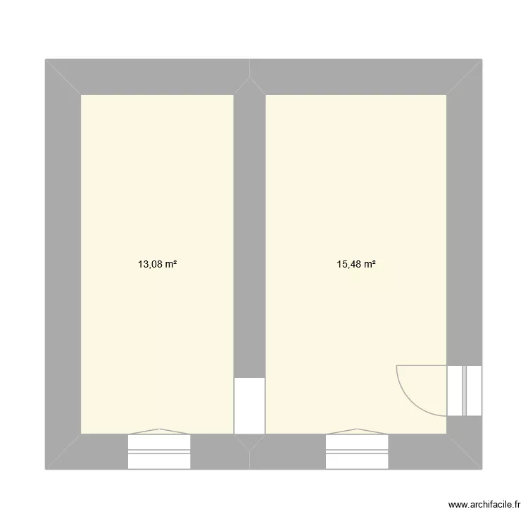 Maison profil. Plan de 2 pièces et 29 m²