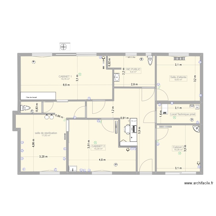 CABINET DR THOMAS V5 cloisons. Plan de 8 pièces et 100 m2