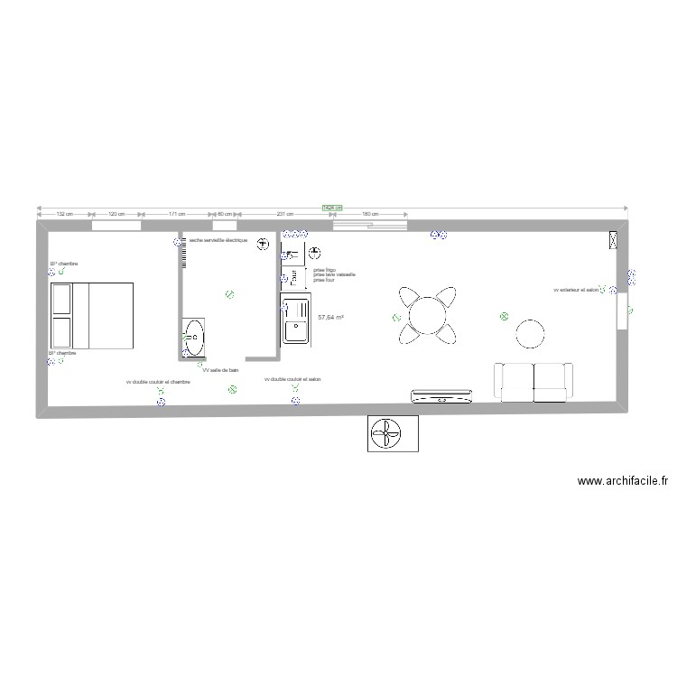 plant chalet MT bois . Plan de 1 pièce et 58 m2