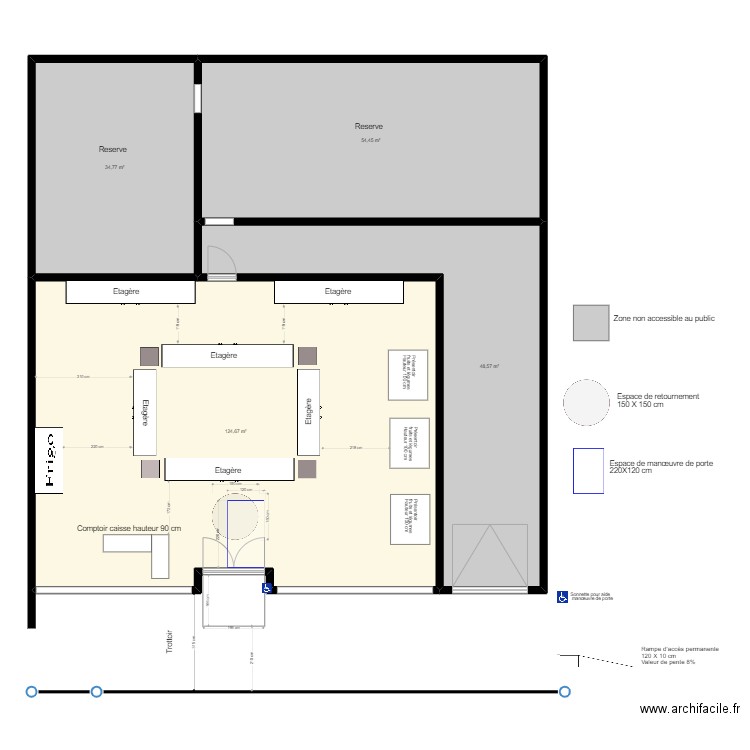 Epicerie Bologne. Plan de 4 pièces et 262 m2