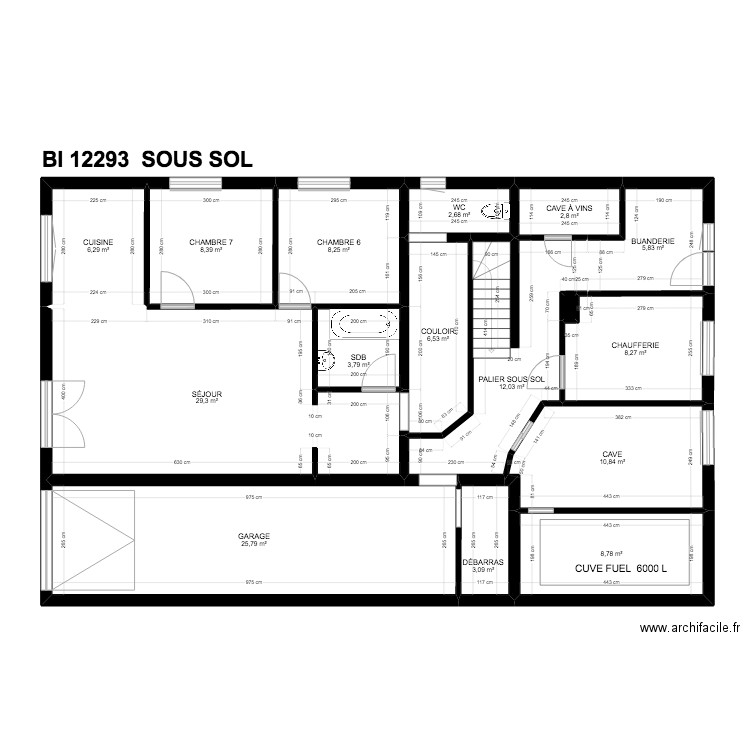 BI 12293. Plan de 39 pièces et 404 m2