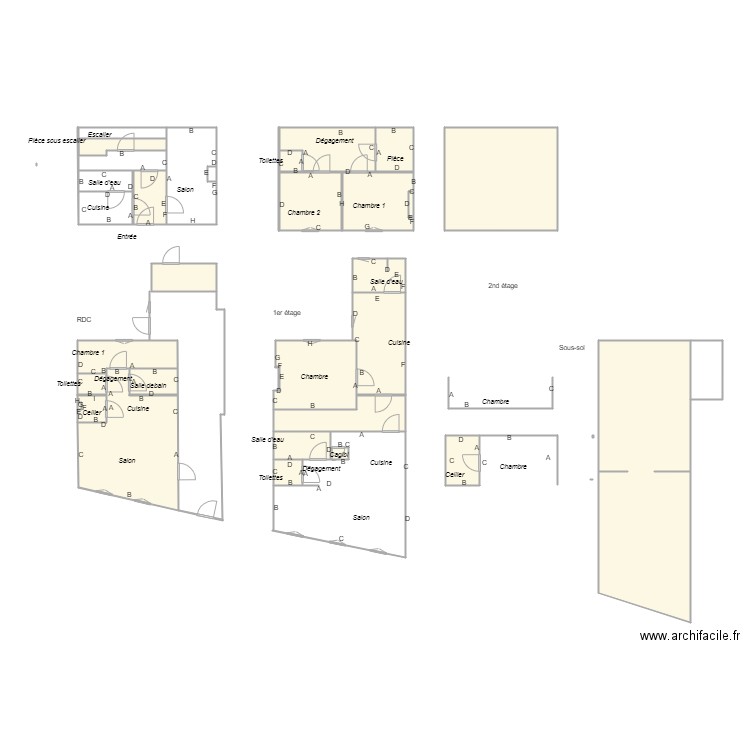 Croquis_GUIONVALE_parties_communes_plomb. Plan de 21 pièces et 115 m2