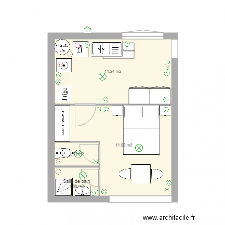 Garage Actuel. Plan de 4 pièces et 27 m2