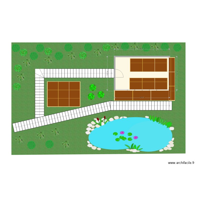 Serre potagère et jardin médicinal. Plan de 1 pièce et 13 m2