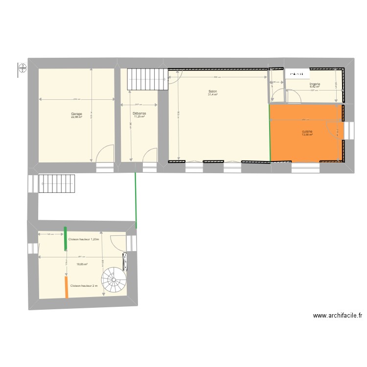 RDC 1 MONTIGNY sans mobilier. Plan de 6 pièces et 104 m2