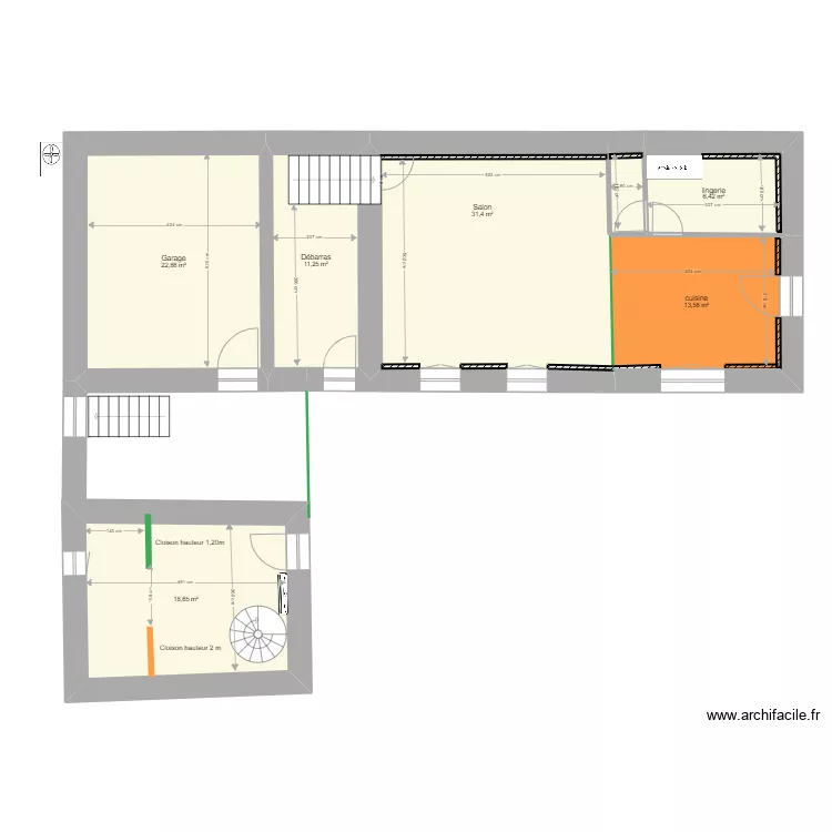 RDC 1 MONTIGNY sans mobilier. Plan de 