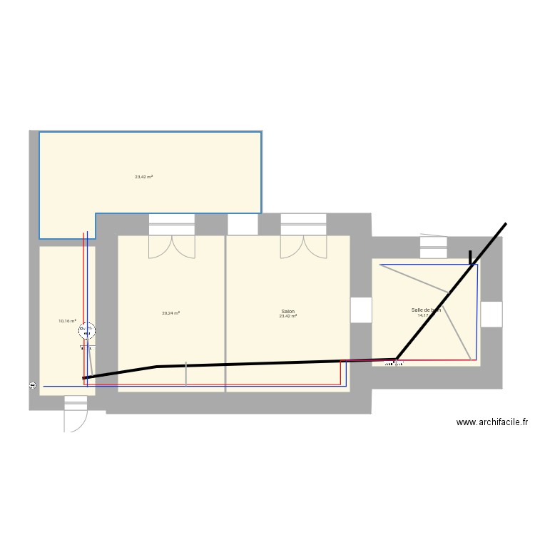 1er essaie. Plan de 5 pièces et 91 m2