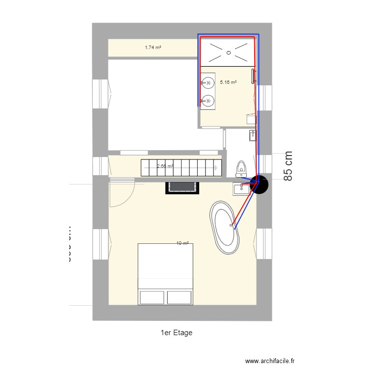 Plomberie 1er Etage. Plan de 0 pièce et 0 m2