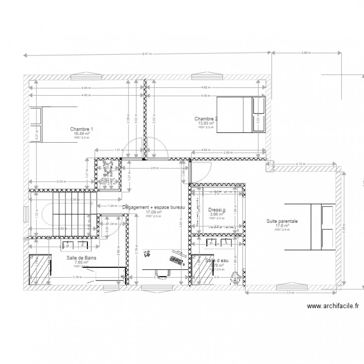 PROJET DACHSTEIN ETAGE2. Plan de 8 pièces et 81 m2