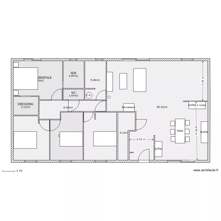 maison_nailloux_meuble. Plan de 