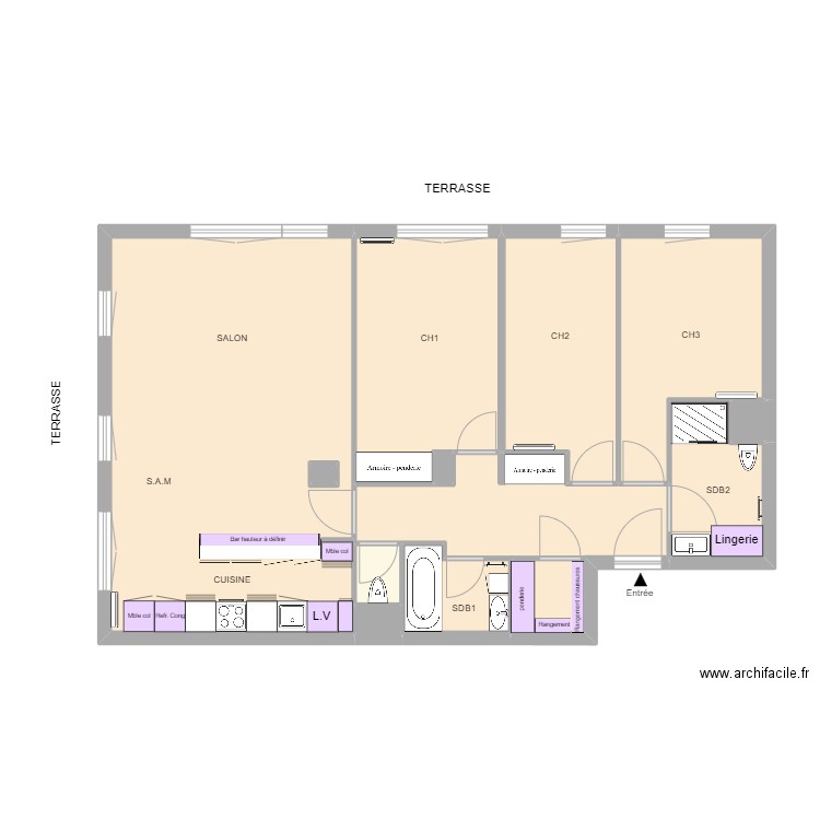 plan redistribution appartement solange. Plan de 0 pièce et 0 m2