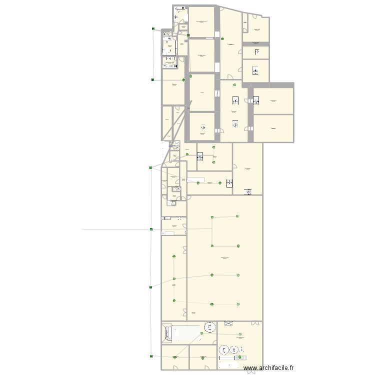 Fromagerie. Plan de 48 pièces et 1410 m2