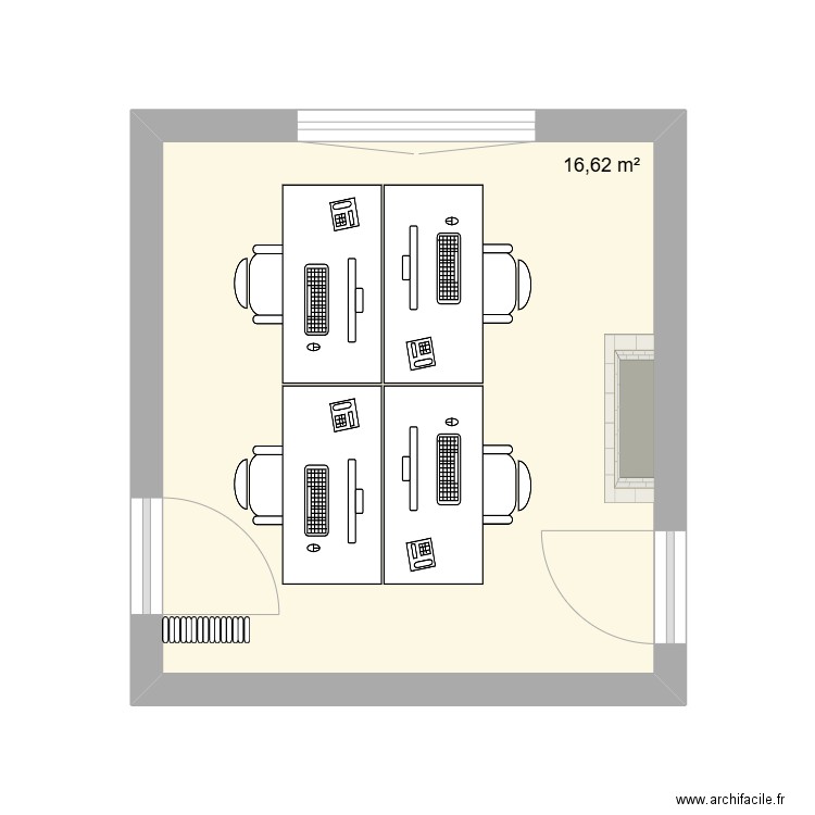 Bureau B109. Plan de 1 pièce et 17 m2