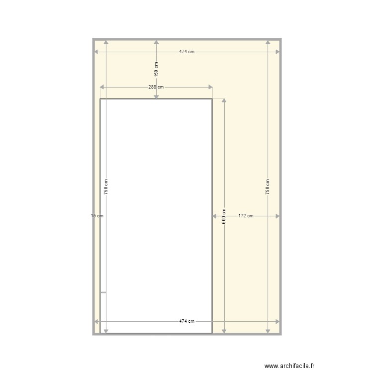 wall 12 door X 3. Plan de 1 pièce et 36 m2