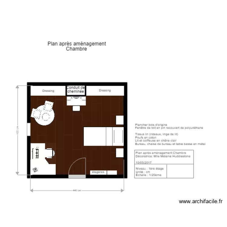 chambre faustine version 2. Plan de 
