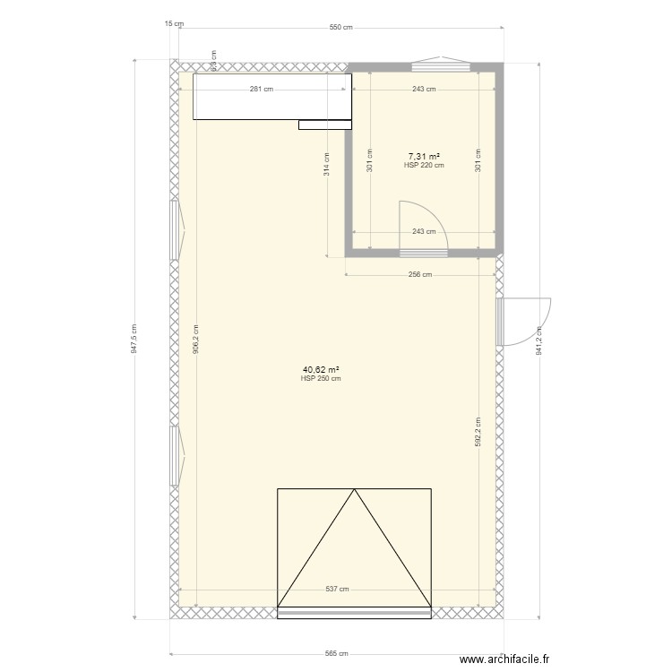 garage. Plan de 2 pièces et 48 m2