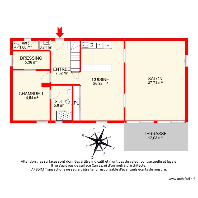 BI9796 rdc. Plan de 11 pièces et 116 m2