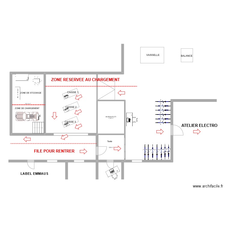 Plan déstockage. Plan de 3 pièces et 46 m2