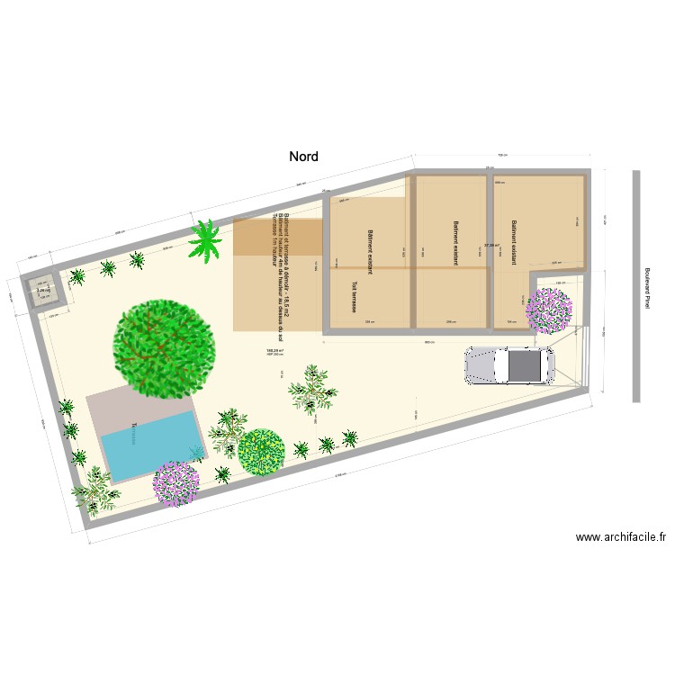 Plan de masse demolition 68 bl pinel . Plan de 8 pièces et 261 m2