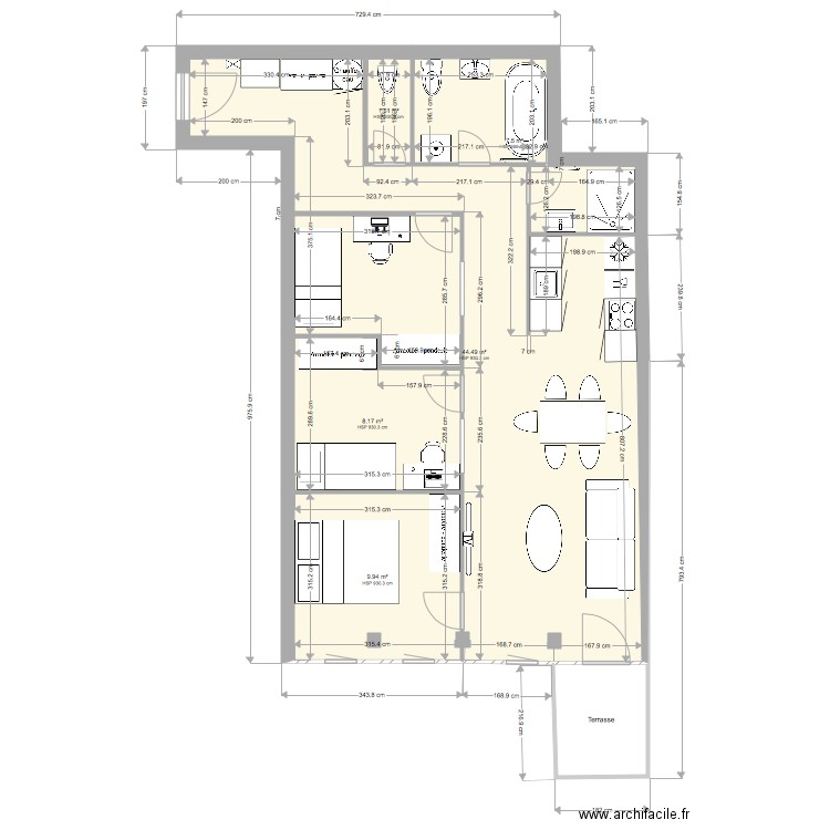 PLAN MEUBLE A 605. Plan de 0 pièce et 0 m2