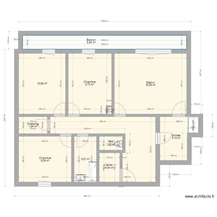 Thiebault & Juliette. Plan de 11 pièces et 82 m2