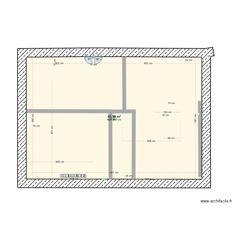 Parmentier étage_2021. Plan de 1 pièce et 45 m2