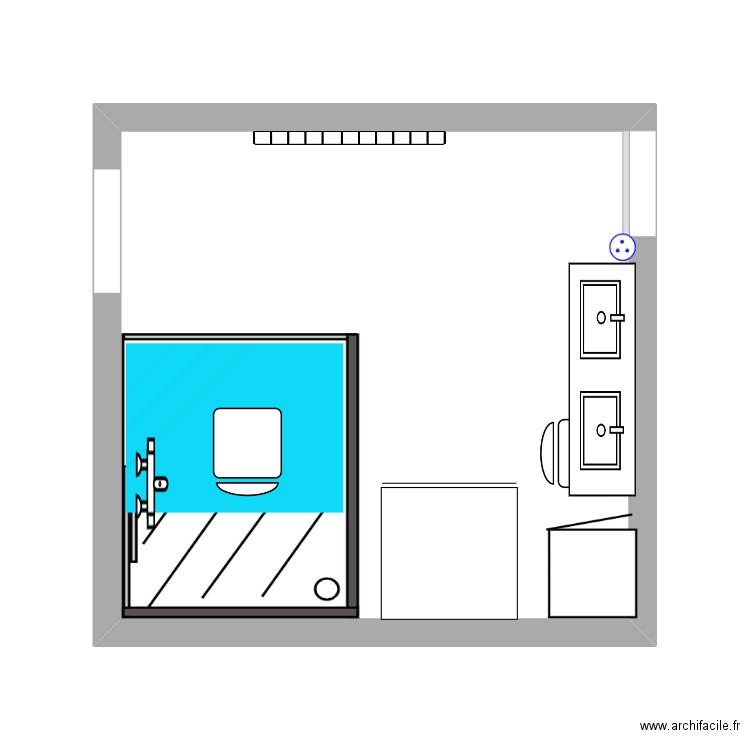 salle de bain. Plan de 1 pièce et 22 m2