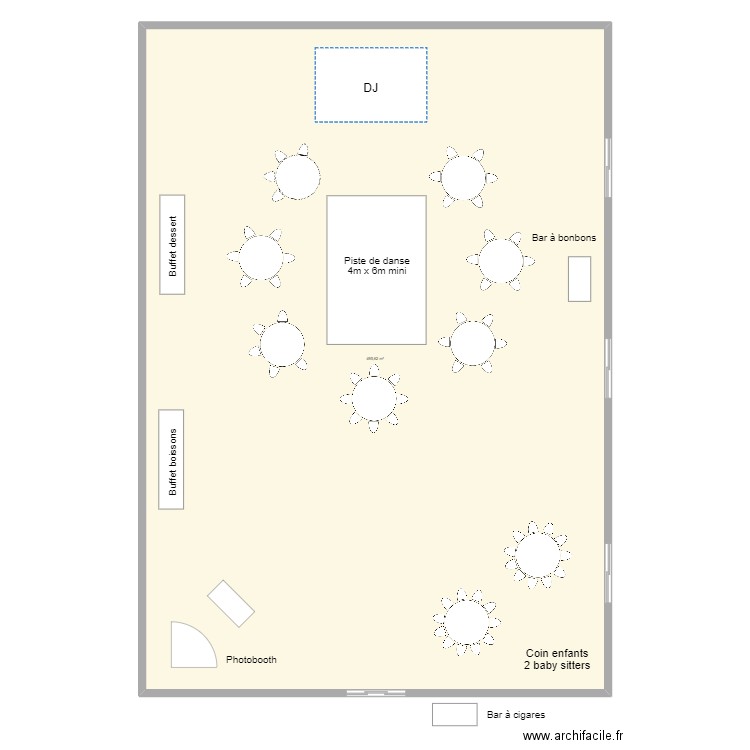 Plan de salle Ondine & Romain. Plan de 0 pièce et 0 m2