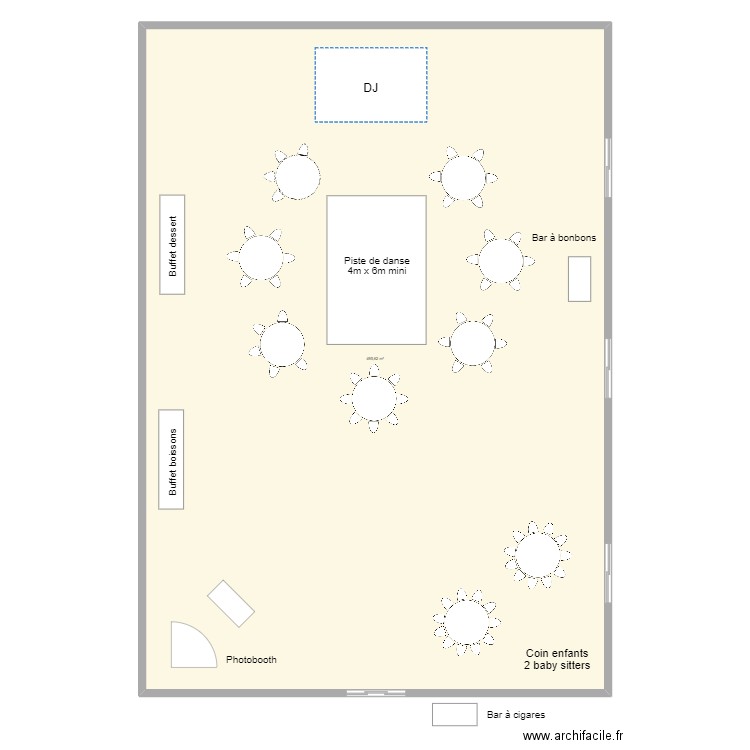 Plan de salle Ondine & Romain. Plan de 1 pièce et 496 m2