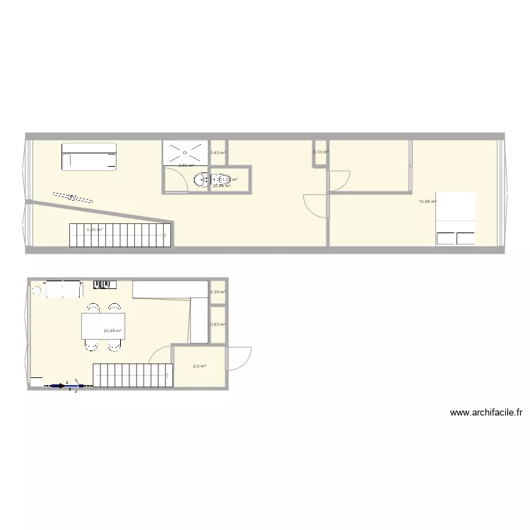 appart 443 &eacute;tage existant. Plan de 