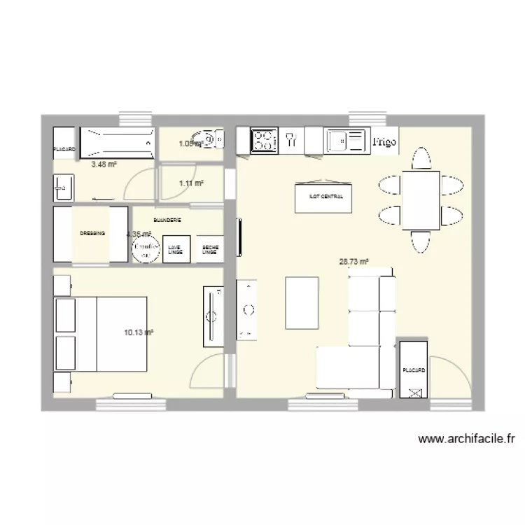 PLAN AVEC MEUBLES sdb modif. Plan de 