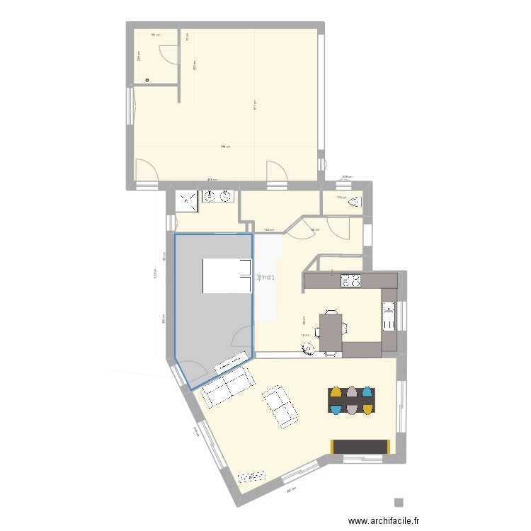 Dalmais bas Cuisine V2. Plan de 10 pièces et 133 m2