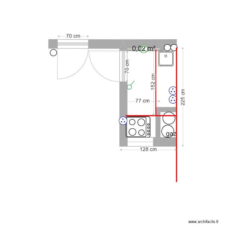 cuisine somone. Plan de 1 pièce et 0 m2