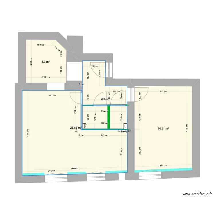 01 Levallois Plan projet Cloisons Plafonds. Plan de 