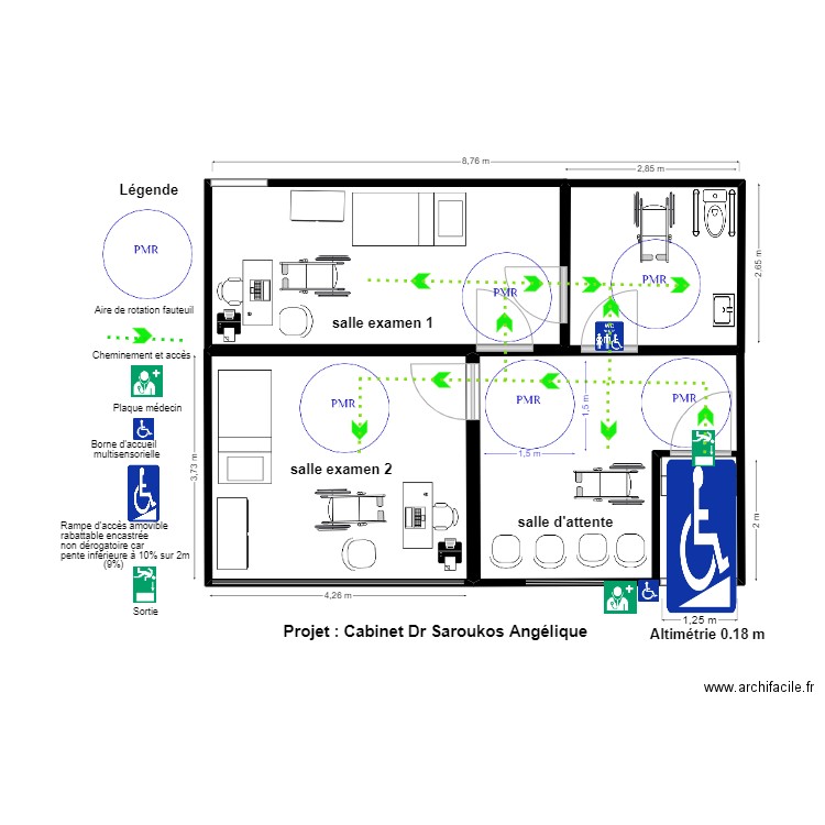 plan pmr. Plan de 4 pièces et 55 m2