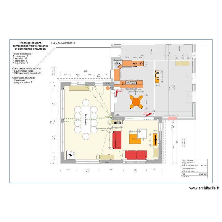 Prises commandes volets roulants et commande chauffage ind B. Plan de 0 pièce et 0 m2