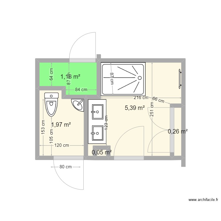 PLAN SDB 07 2023 BIS. Plan de 5 pièces et 9 m2