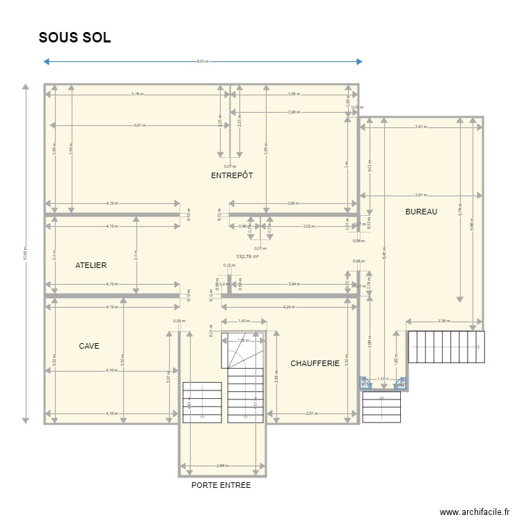 SOUS SOL et BUREAU. Plan de 0 pièce et 0 m2