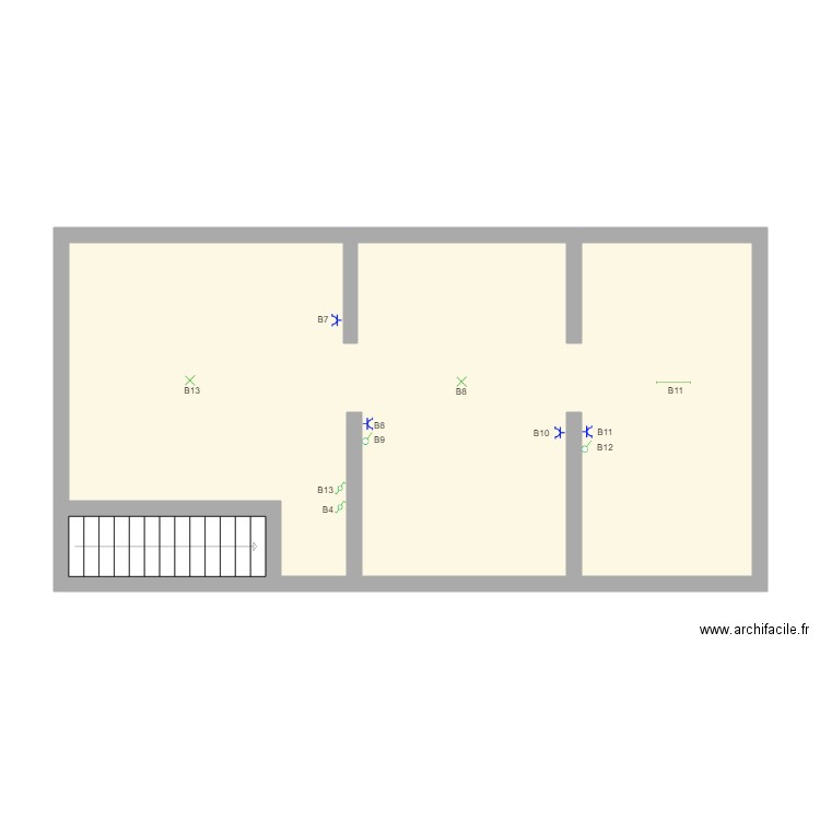 Etage 2. Plan de 2 pièces et 60 m2