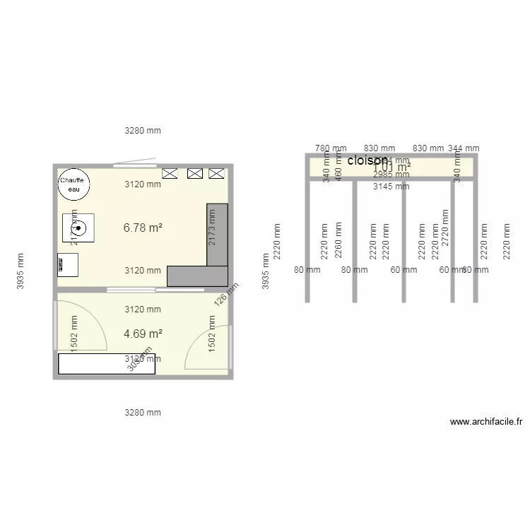 cellier. Plan de 