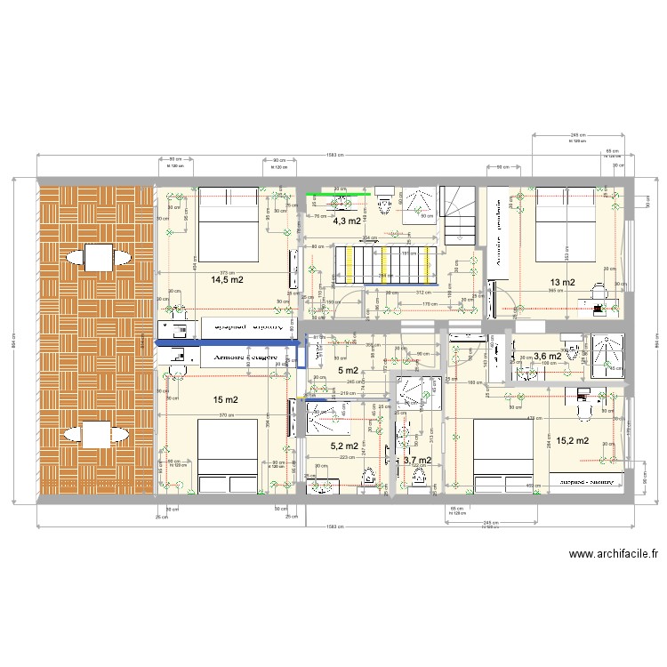 102  ETAGE 1 PLACO version 2. Plan de 0 pièce et 0 m2