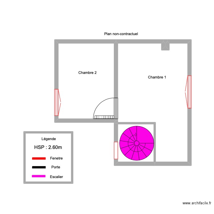 BAHUAUD 1 er étage sans mesure . Plan de 5 pièces et 24 m2