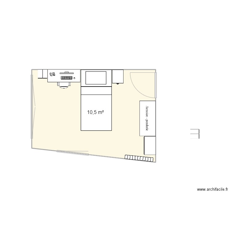 Chambre Ethann version Ethann. Plan de 1 pièce et 11 m2