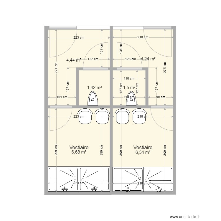 20 pieds Vestiaire TC propo 2 unit. Plan de 6 pièces et 25 m2