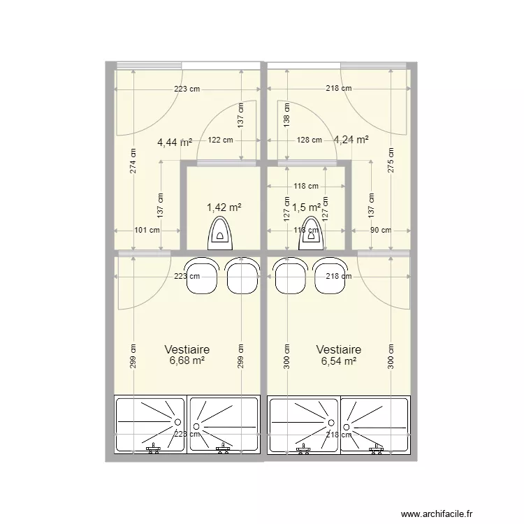 20 pieds Vestiaire TC propo 2 unit. Plan de 