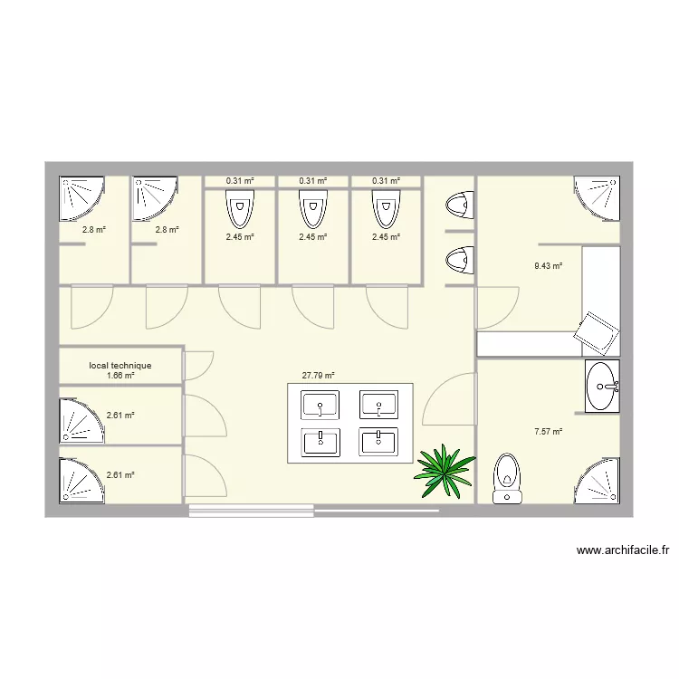 blocsanitaire. Plan de 